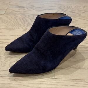 Stuart Weitzman Dark Blue Suede Mules